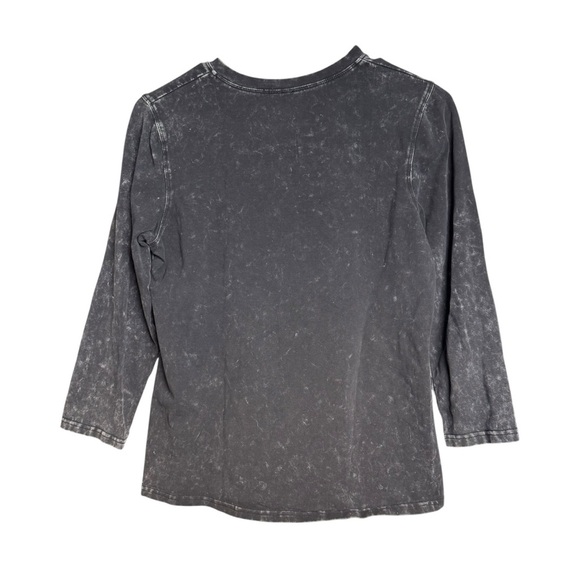Spades Gray Acid Wash 3/4 Sleeve T-Shirt Modest V Neck Women’s Size Medium - Picture 4 of 5